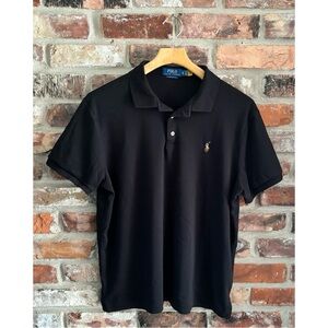 Polo Ralph Lauren Black Cotton Short Sleeve Polo Shirt, XL